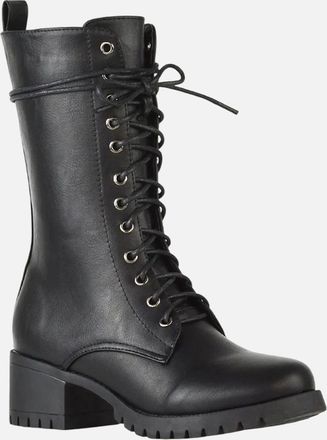 XY London Womens XY London Womens/Ladies Jennifer Ankle Mid Block Heel Biker Boots - Black - Size: 3