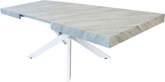 No Brand Tavolo allungabile con piano in mdf e struttura in metallo 90x160/240xH75 cm Danne - Bianco e grigio