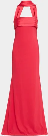Badgley Mischka Strapless Crepe A-Line Evening Gown