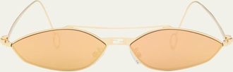 Fendi Rimless Geometric Metal Aviator Sunglasses