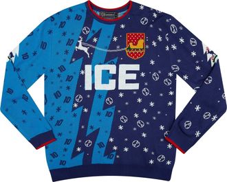 Generic Classic Football Shirts 10 Wonderland Christmas Jumper L (UK, Alpha, L, Regular, Regular, Blue)