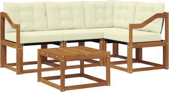 vidaXL Conjunto De Sof&aacute;s De Exterior 5 Uds. Natural Y Crema Vidaxl