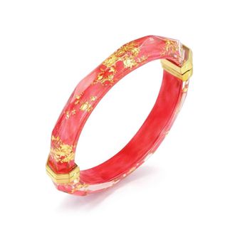 Gold & Honey Womens Thin Faceted Lucite Bangles In Watermelon Gold Leaf