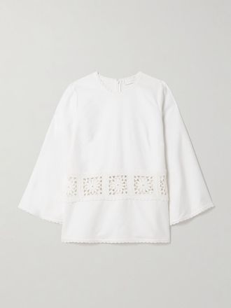 Zimmermann Top In Cotone Piqu&eacute; Con Finiture Crochet Maxine - Bianco