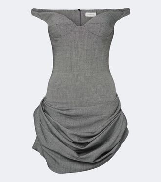 Magda Butrym Off-shoulder herringbone wool-blend minidress