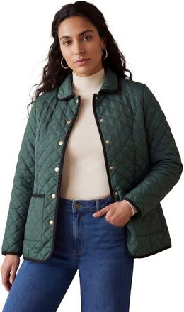 Jessica London Snap Front Quilted Coat in Emerald Green at Nordstrom, Size 12