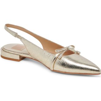Dolce Vita Payge Pointed Toe Slingback Pump in Platinum Distressed Leather at Nordstrom Rack, Size 6.5
