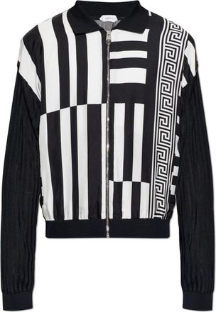 Versace Cardigan van gecombineerde materialen - Heren - Vesten - Zwart - XL - Truien & Vesten