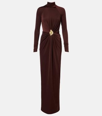 Rebecca Vallance Embellished gathered jersey gown