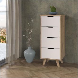 Les Tendances Les Tendances - vankka Cassettiera 4 cassetti - Decor rovere e bianco - l 45 x p 42 x h 108 cm