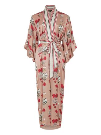 Temperley London floral-print silk coat - women - Viscose/Silk - M - Pink