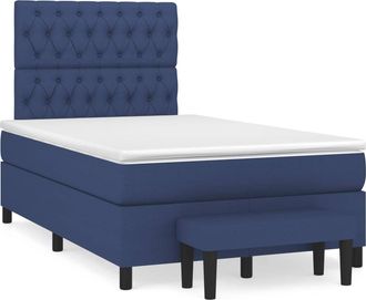 vidaXL Cama Box Spring Con Colch&oacute;n Tela Azul 120x190 Cm Vidaxl