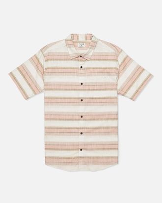 Hurley Lido Shirt Mens Bone Stripe Stretch Short Sleeve Button Up DSGL12