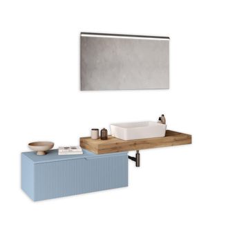 Aquadesign Mueble de ba&ntilde;o 4 piezas en mdf roble/azul tiffany