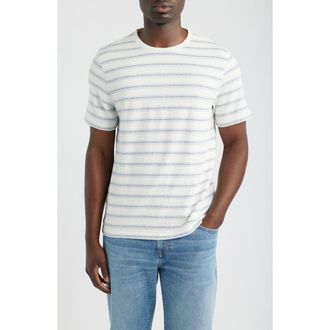 Wax London Dean Stripe Organic Cotton T-Shirt in Ecru/blue at Nordstrom, Size X-Large