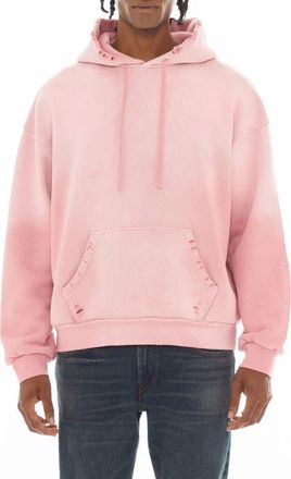 Cult of Individuality Core Distressed French Terry Pullover Hoodie in Potpourri at Nordstrom, Size Xxx-Large