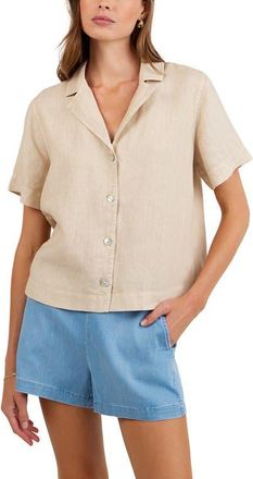 Bella Dahl Short Sleeve Linen Button-Up Camp Shirt in Linen Sand at Nordstrom, Size X-Small