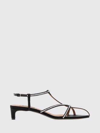 Jil Sander Cage Crystal-Embellished Satin Sandals with Low Heel