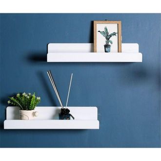 OEM Estanter&iacute;a Flotante De Pared De Acr&iacute;lico Blanco - Juego De 2 - 32 X 10 X 8 Cm - Instalaci&oacute;n Sin Taladros - Para Libros Y Decoraci&oacute;n -crezuo