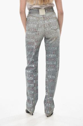 Lanvin Jeans Slim Fit a Gamba Dritta in Cotone Stampato 20cm Lanvin
