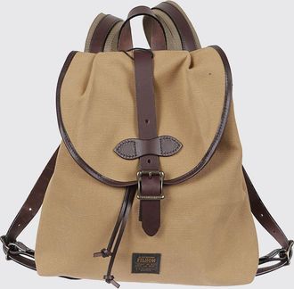Filson Two-Tone Backpack in Cotton and Smooth Leather with Buckle Closure