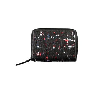 Desigual Elegant Black Wallet with Zipper and Contrasting Accents