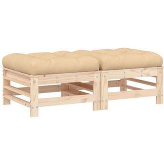 vidaXL Vidaxl - Taburetes De Jard&iacute;n Con Cojines 2 Uds Madera Maciza De Pino