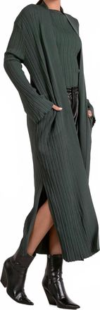 Elan Ribbed Duster Cardigan In Pine