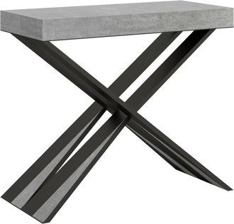 Itamoby Consola extensible 90x40/196 cm efecto madera gris cemento y hierro