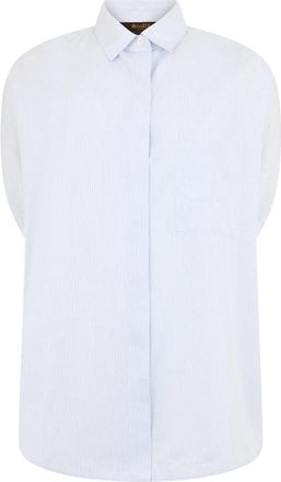 Moorer Gwen Blouse - Dames - Overhemden - Blauw - S - Katoen - Overhemden
