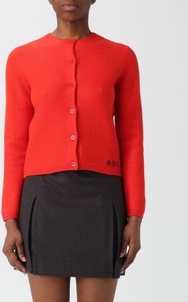 A.P.C. Cardigan a girocollo in lana merino con logo A. p.c