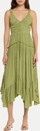 Ramy Brook Cleo Handkerchief Midi Dress In Green