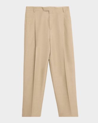 Ferragamo Men & apos;s Linen Blend Straight-Leg Pleated Trousers