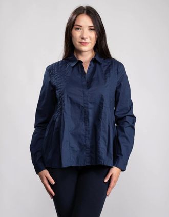 Great Plains Womens Great Plains Simone Pleated L/S Womens Shirt - Navy - Size: 14