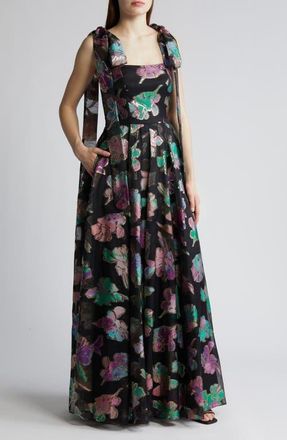 Black Halo Devalin Floral Jacquard Gown in Playful Paradise at Nordstrom, Size 10