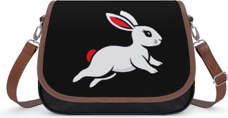 Generic Running Rabbit1 Crossbody Bag Womens Handbag PU Message Bags Shoulder Purse with Adjustable Strap