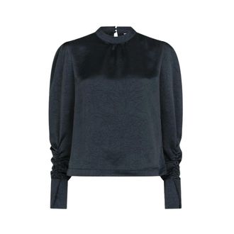 Dante6 Pristine Turtle Top in Midnight Green - Dames - Blouses & Shirts - Groen - Maat: XS Satijn