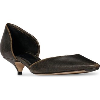 The Row Liisa Pointed Toe Kitten Heel dOrsay Pump in Dark Brown at Nordstrom, Size 9.5Us