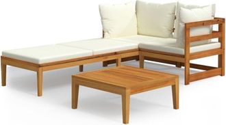 vidaXL Vidaxl - Muebles De Jard&iacute;n 3 Pzas Con Cojines Crema Madera De Acacia