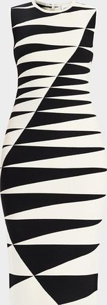 H&eacute;rve L&eacute;ger Valeria Abstract Sleeveless Midi Dress