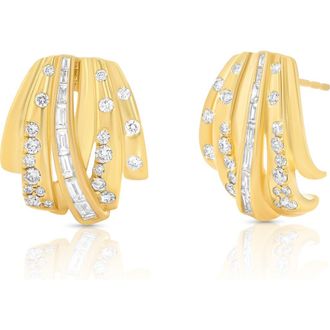 Sara Weinstock Papua Diamond Crossover Earrings in Yellow Gold at Nordstrom