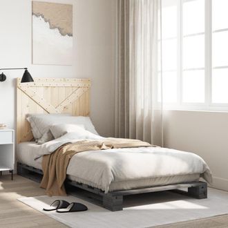 Berkfield Home Bed Frame without Mattress Grey 90x200 cm Solid Wood Pine