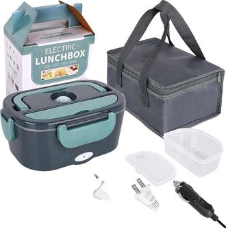 OEM Fiambrera El&eacute;ctrica, Calentador De Alimentos Port&aacute;til, Compatible Con Doble Alimentaci&oacute;n, 1,5 L, Color Azul