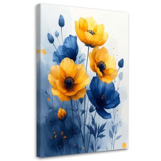 Feeby Impresi&oacute;n De Imagen Flores Bot&aacute;nicas Amarillas Y Azules 70x100