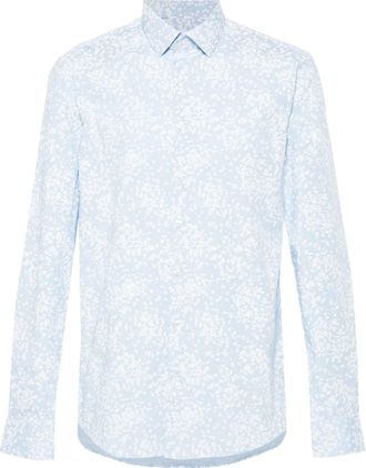 Calvin Klein floral-print cotton shirt - men - Spandex/Elastane/Cotton - 43 - C1S CALM BLUE