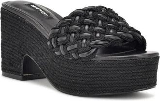 Nine West Womens Nine West Roxana WNROXANA2-001 Sandal Black Braided Slip On KHD316