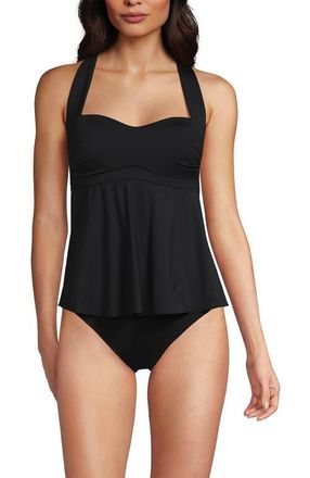 Lands End Sweetheart Fauxkini One Piece in Black at Nordstrom, Size 10