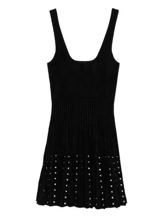 Sandro rhinestone-embellished velvet dress - women - Viscose/Nylon - 38 - Black
