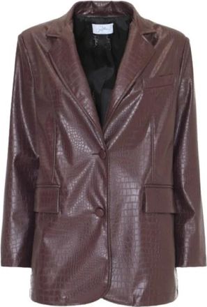 SoAllure Crocodile-Effect Kunstleren Jas - Dames - Blazers - Bruin - 3XL - Leer - Jassen