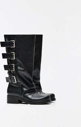 Bershka Stivali biker neri con fibbie-Nero
